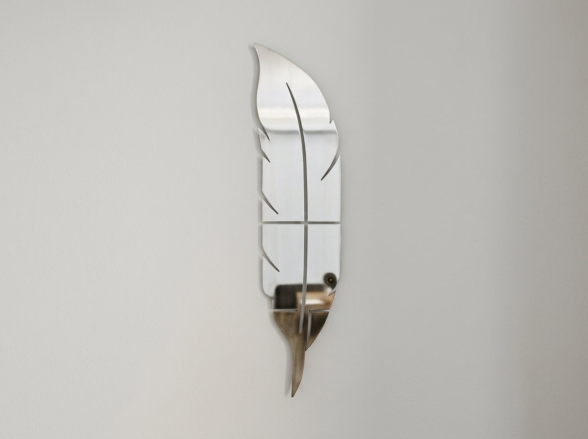 Silver & Gold Leaf Mirror Wall Décor – Decorative Leaf-Shaped Mirror Accent, 9 x 36 or 12 x 42 Inch