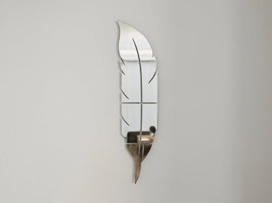 Silver & Gold Leaf Mirror Wall Décor – Decorative Leaf-Shaped Mirror Accent, 9 x 36 or 12 x 42 Inch