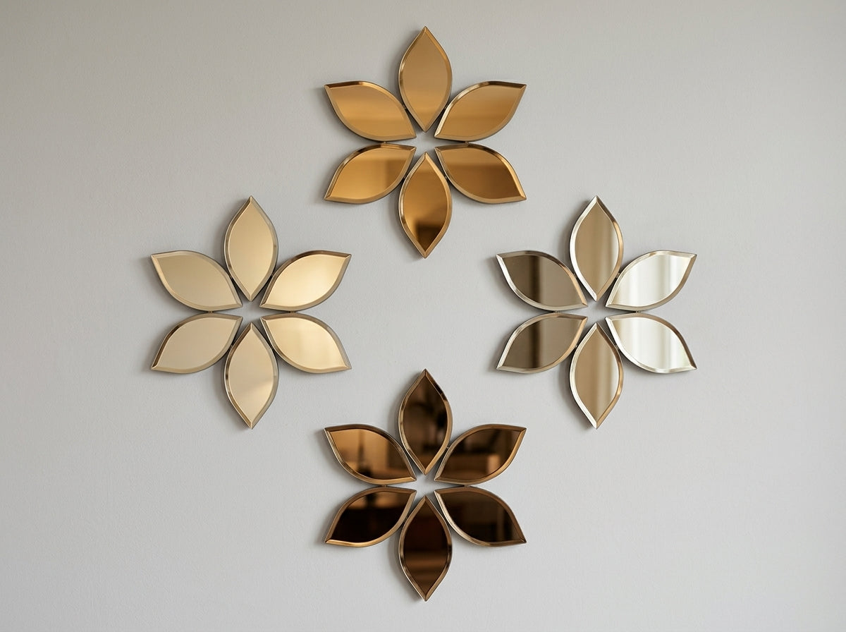 Gold Acrylic Flower Wall Décor – Decorative Floral Wall Art for Modern Home Interiors, 12 x 12 or 16 x 16 Inch