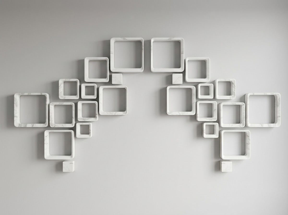 Silver & Gold Acrylic Square Hollow Wall Décor – Geometric Decorative Set of 24 Pieces, 6 x 6 Inch