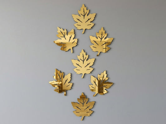 Kashmiri Leaf Wall Décor – Gold Acrylic Decorative Leaf Design, Pack of 6, 12 or 18 Pieces, 6 x 6 or 8 x 8 Inch