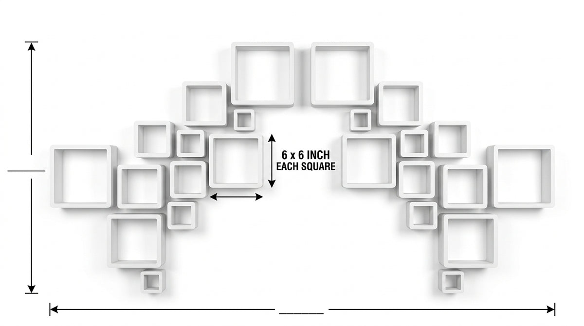 Silver & Gold Acrylic Square Hollow Wall Décor – Geometric Decorative Set of 24 Pieces, 6 x 6 Inch